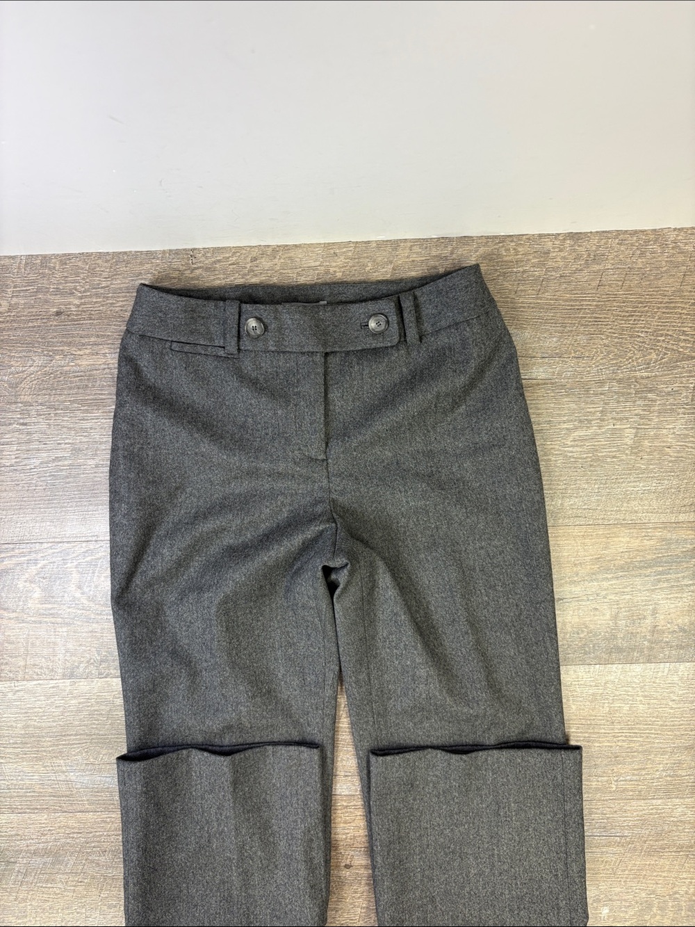 Ann Taylor Petites Gray Wide Leg Trouser Pants 4P Career Wool Blend Style